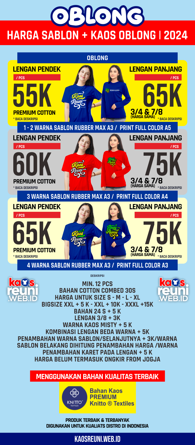 Daftar Harga Kaos Reuni
