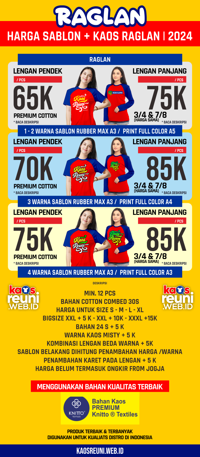 Daftar Harga Kaos Reuni