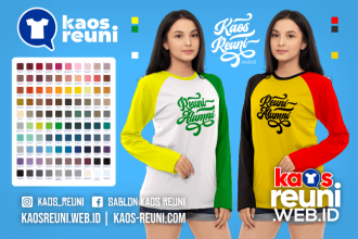 Warna Kaos Reuni Alumni Pola Kombinasi Raglan Lengan Panjang Merah Kuning Biru Hijau Putih Abu Hitam Dongker Navy Maroon Toska Pink Merah Jambu Katalok Katalog Warna (28)