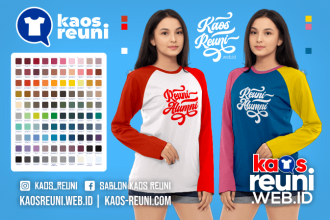 Warna Kaos Reuni Alumni Pola Kombinasi Raglan Lengan Panjang Merah Kuning Biru Hijau Putih Abu Hitam Dongker Navy Maroon Toska Pink Merah Jambu Katalok Katalog Warna (64)